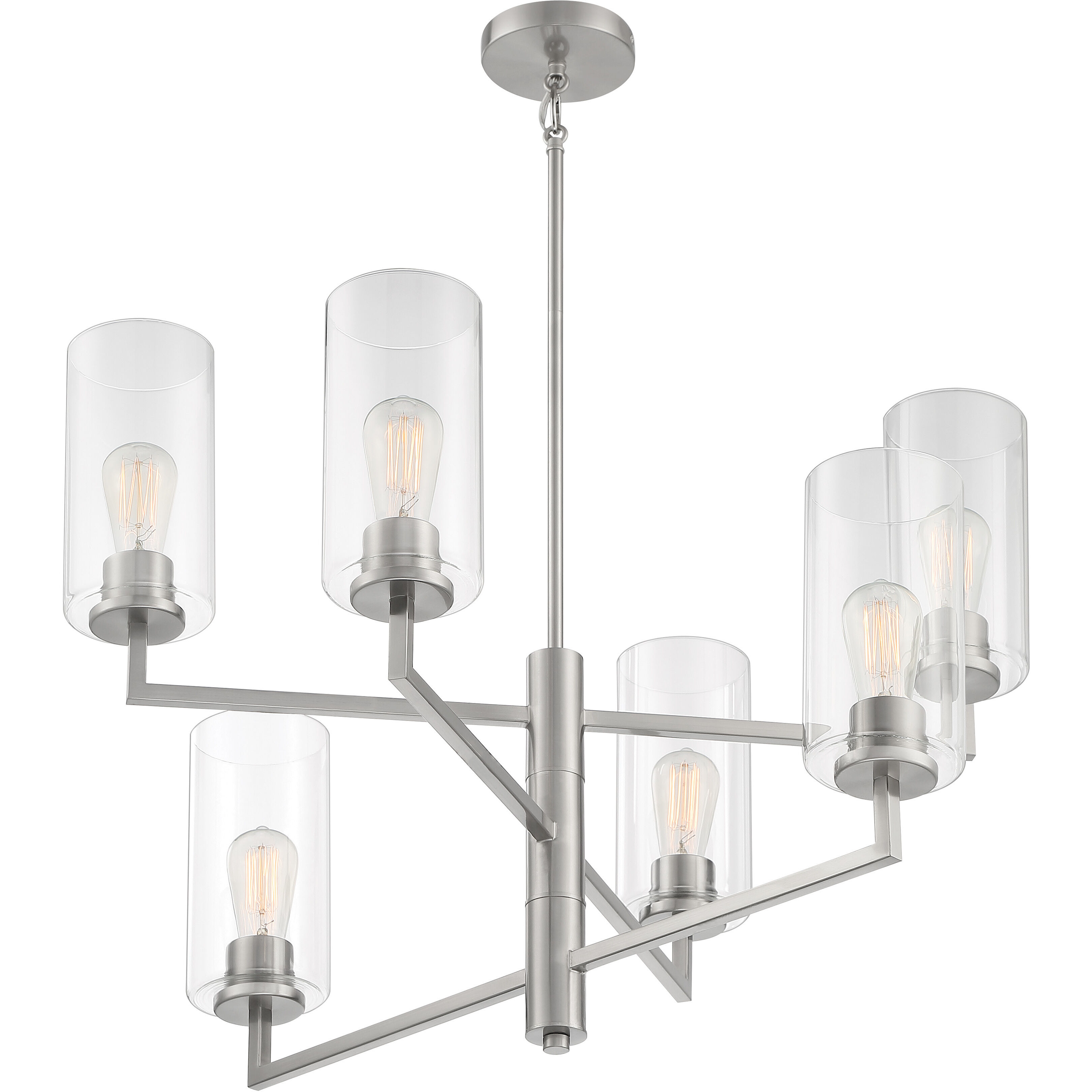 Acacia 6 Light 30 inch Brushed Nickel Chandelier Ceiling Light
