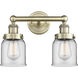 Bell 2 Light 15.5 inch Antique Brass Bath Vanity Light Wall Light in Clear