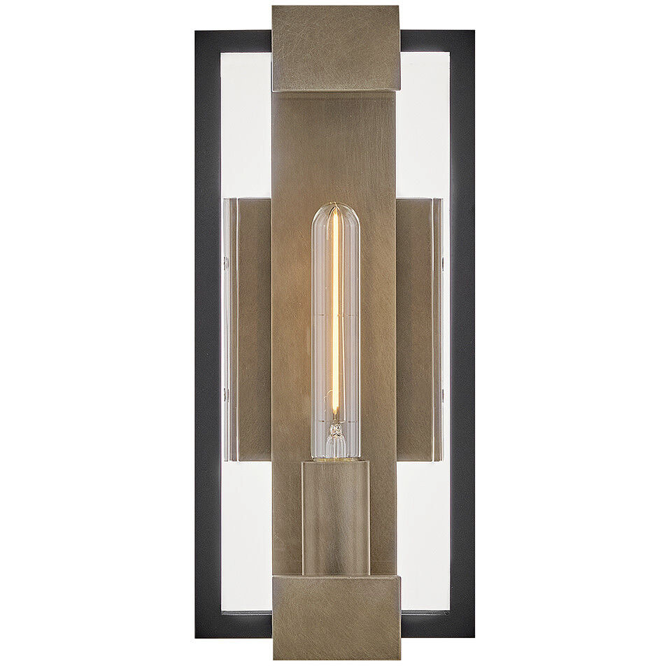 Bergen 1 Light 15 inch Black with Burnished Bronze Outdoor Wall Mount Lantern