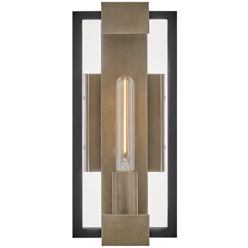 Bergen 1 Light 15 inch Black with Burnished Bronze Outdoor Wall Mount Lantern