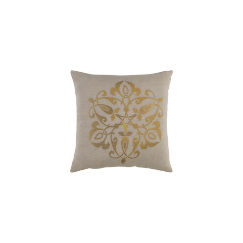 Ravati 20 X 20 inch Gold and Light Gray Throw Pillow