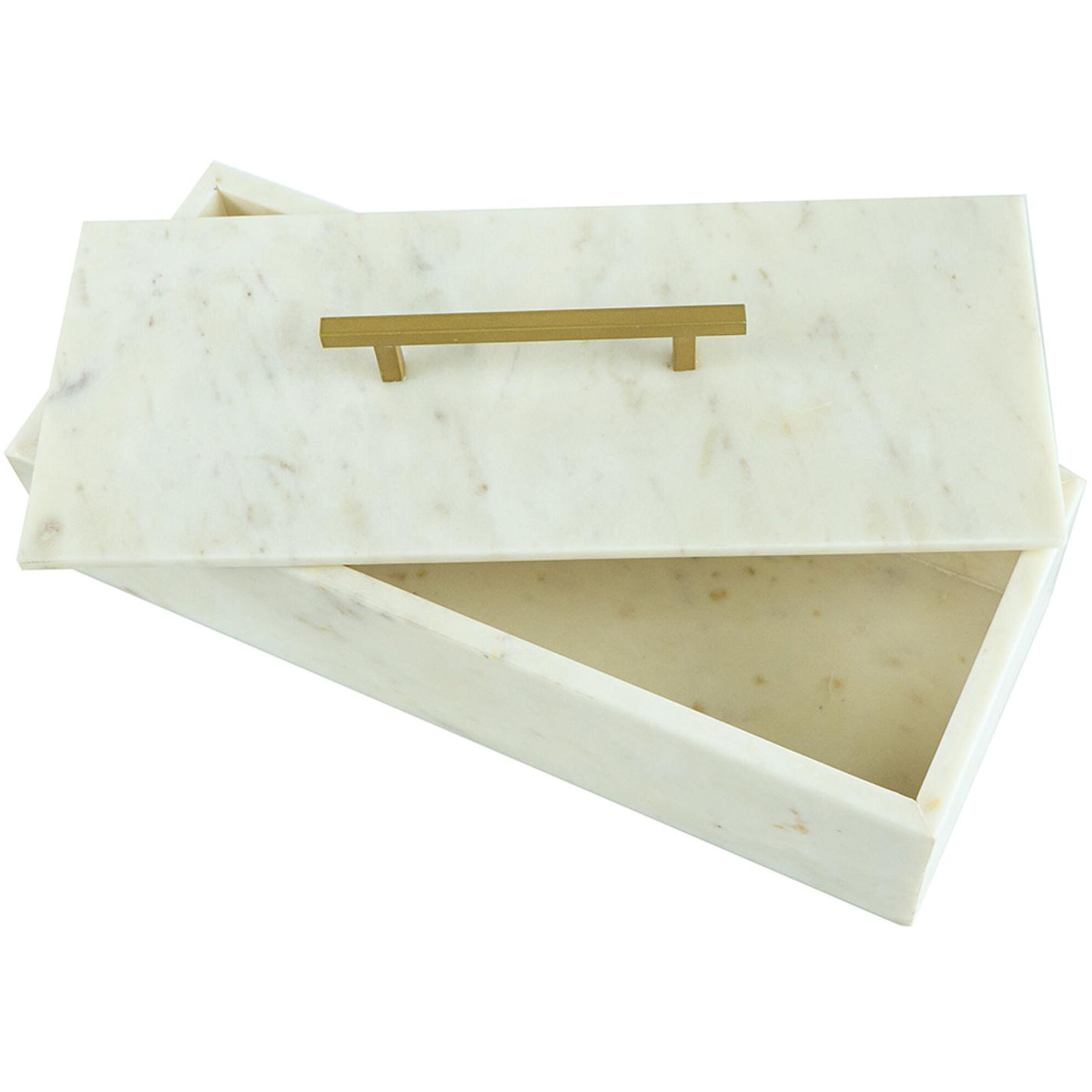 Anita 14.4 X 5.9 inch White and Brass Box