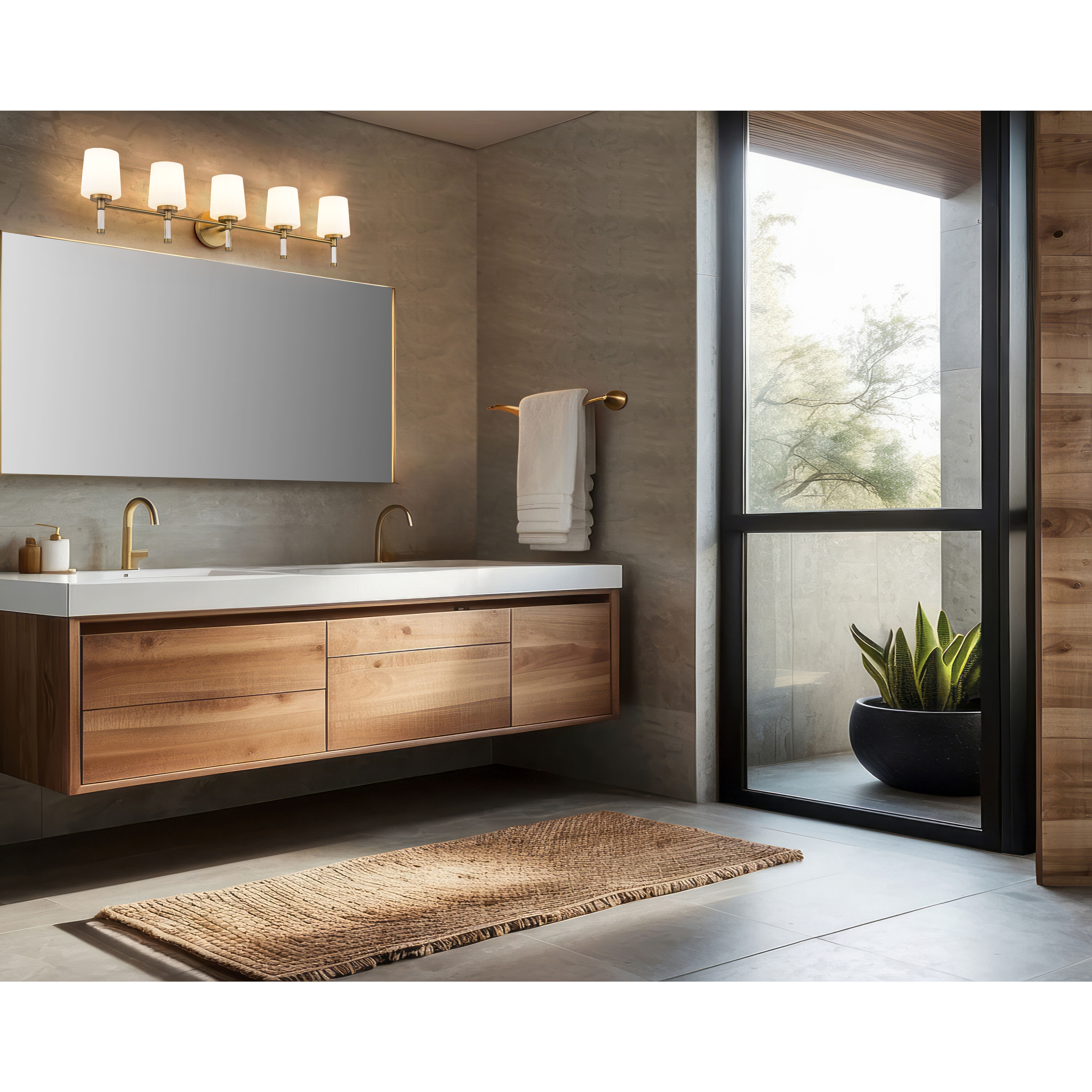 Henri Vanity Wall Light in Modern Gold