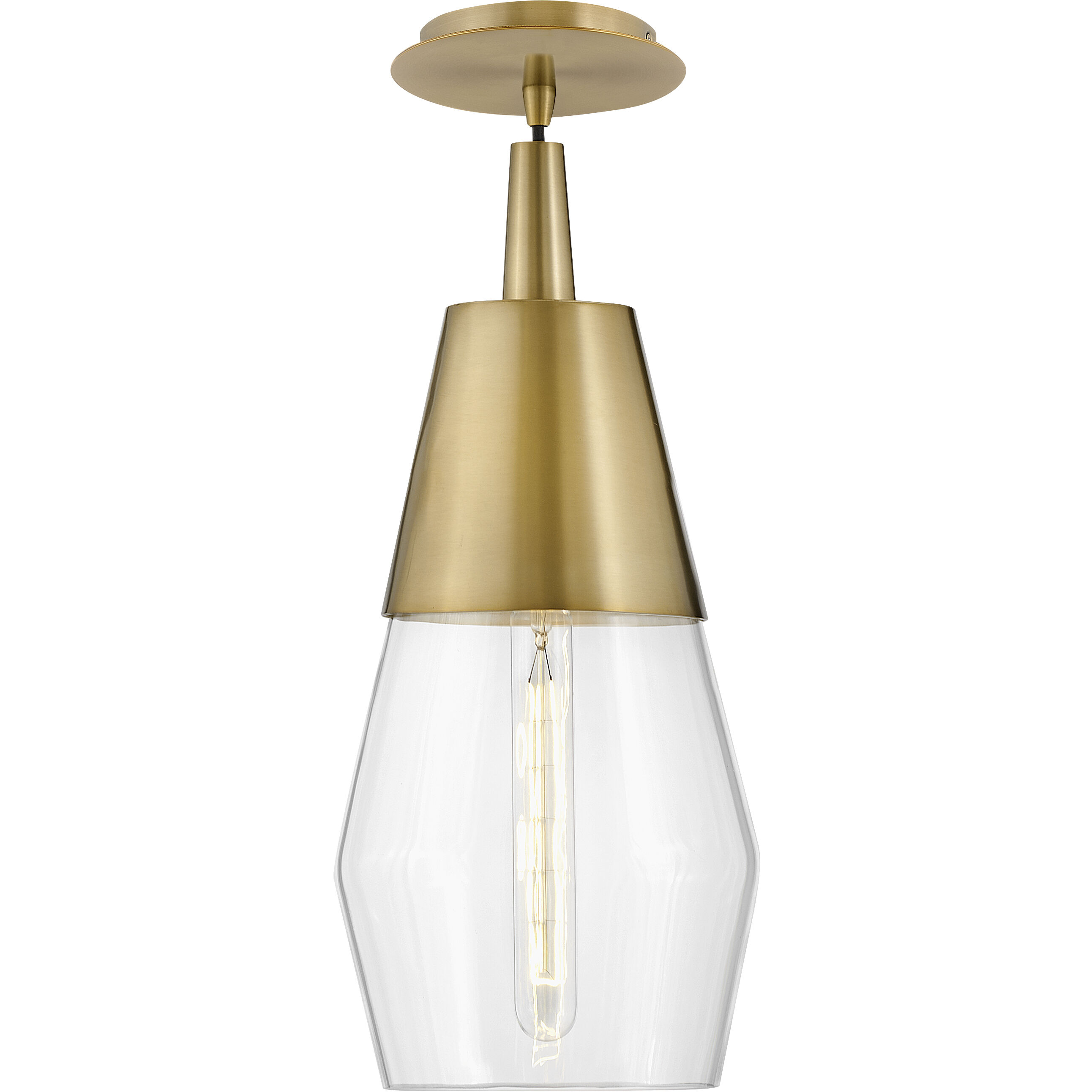 Livie LED 8 inch Lacquered Brass Pendant Ceiling Light, Semi-Flush Mount