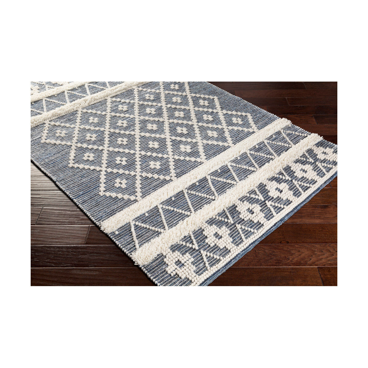 Handira 120 X 96 inch Black/Navy/White/Cream Handmade Rug