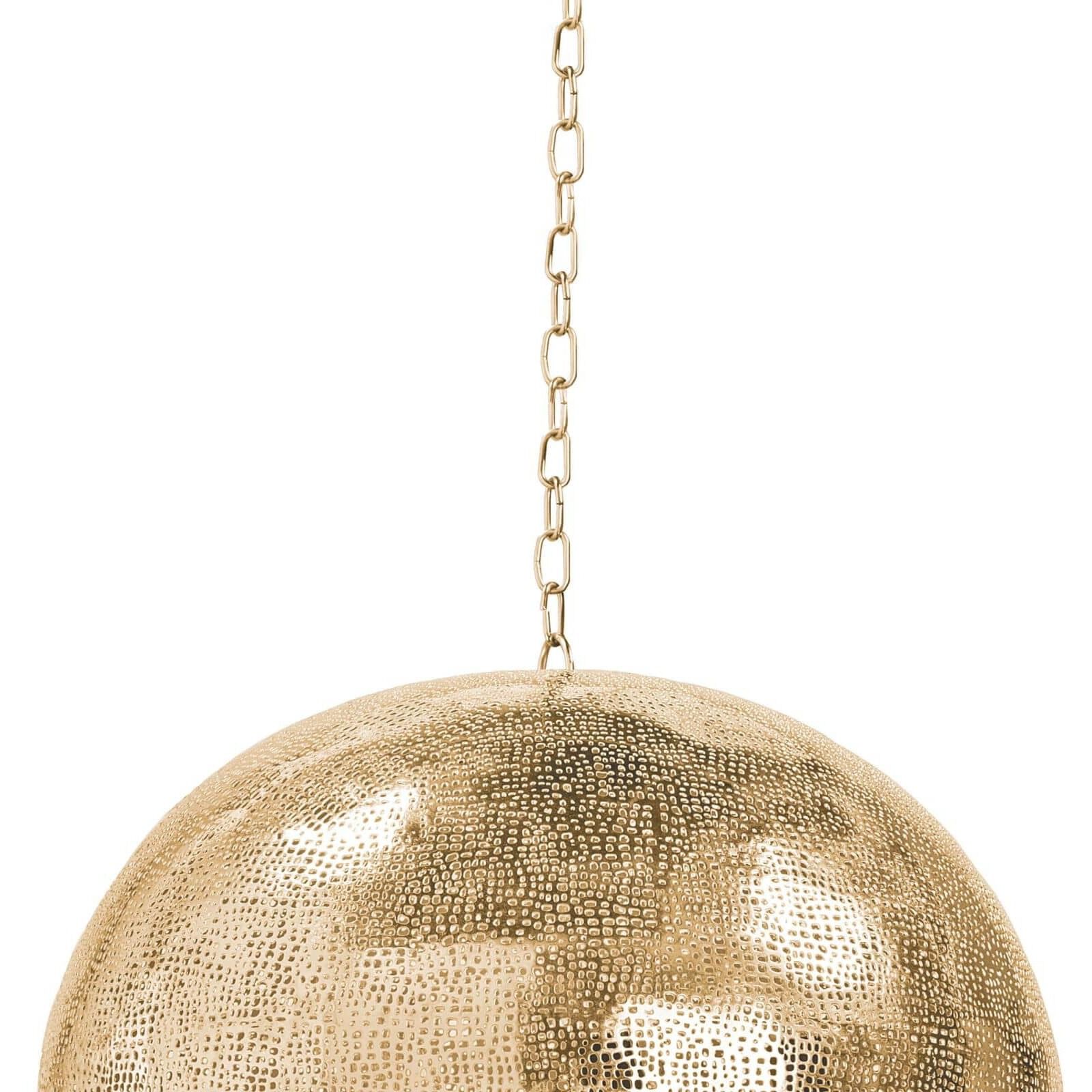 Pierced 5 Light 18 inch Natural Brass Pendant Ceiling Light, Sphere