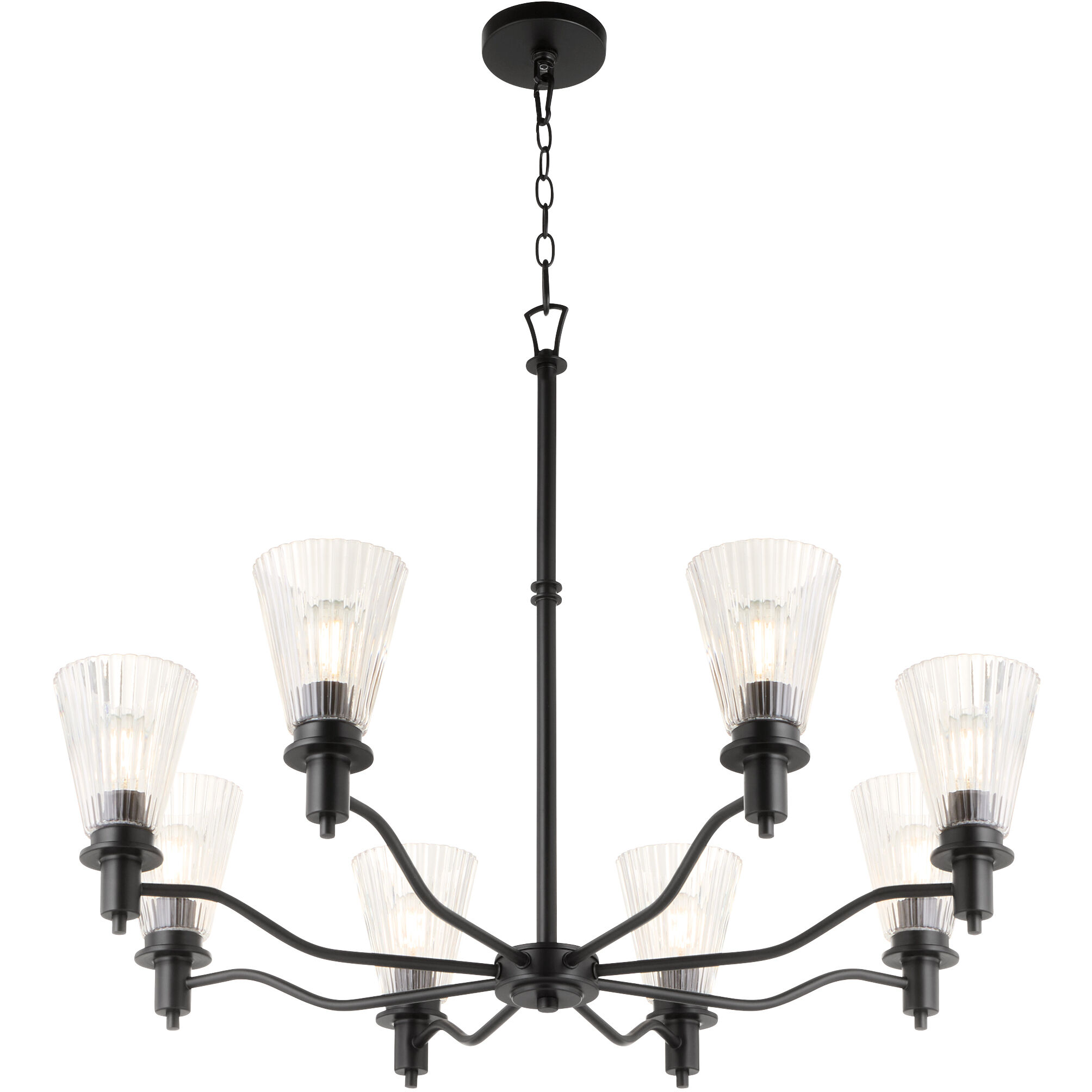 Lawton 8 Light 35 inch Matte Black Chandelier Ceiling Light