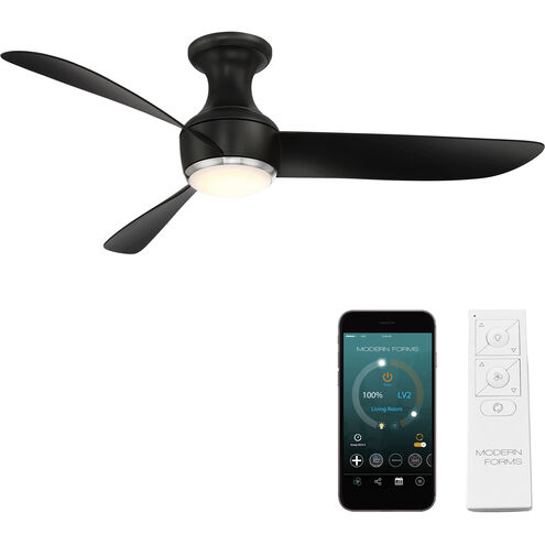 Corona 52 inch Brushed Nickel and Matte Black with Matte Black Blades Flush Mount Ceiling Fan in 3500K, Brushed Nickel Matte Black