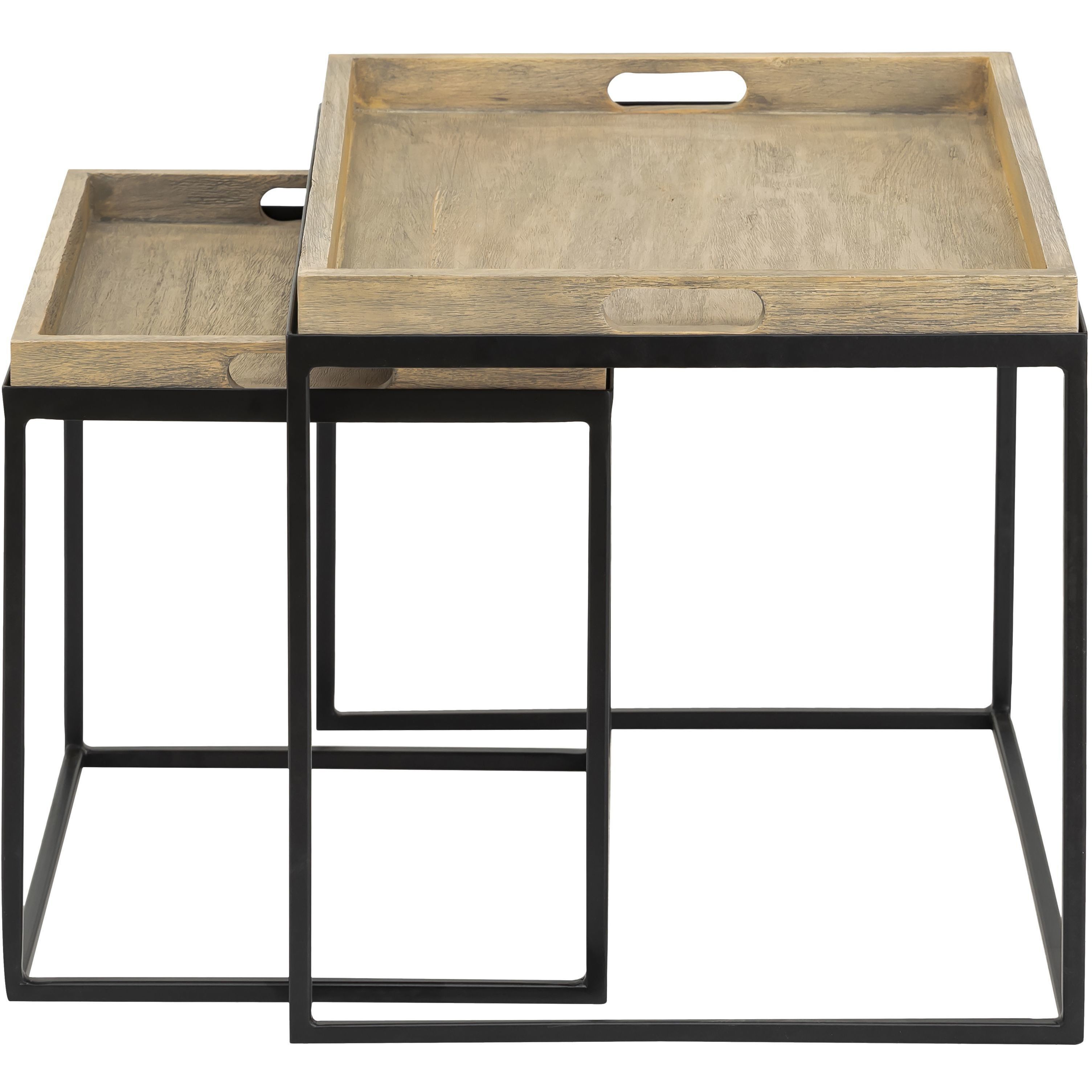 Akin 24 X 18 inch Natural with Black Accent Table, Set of 2