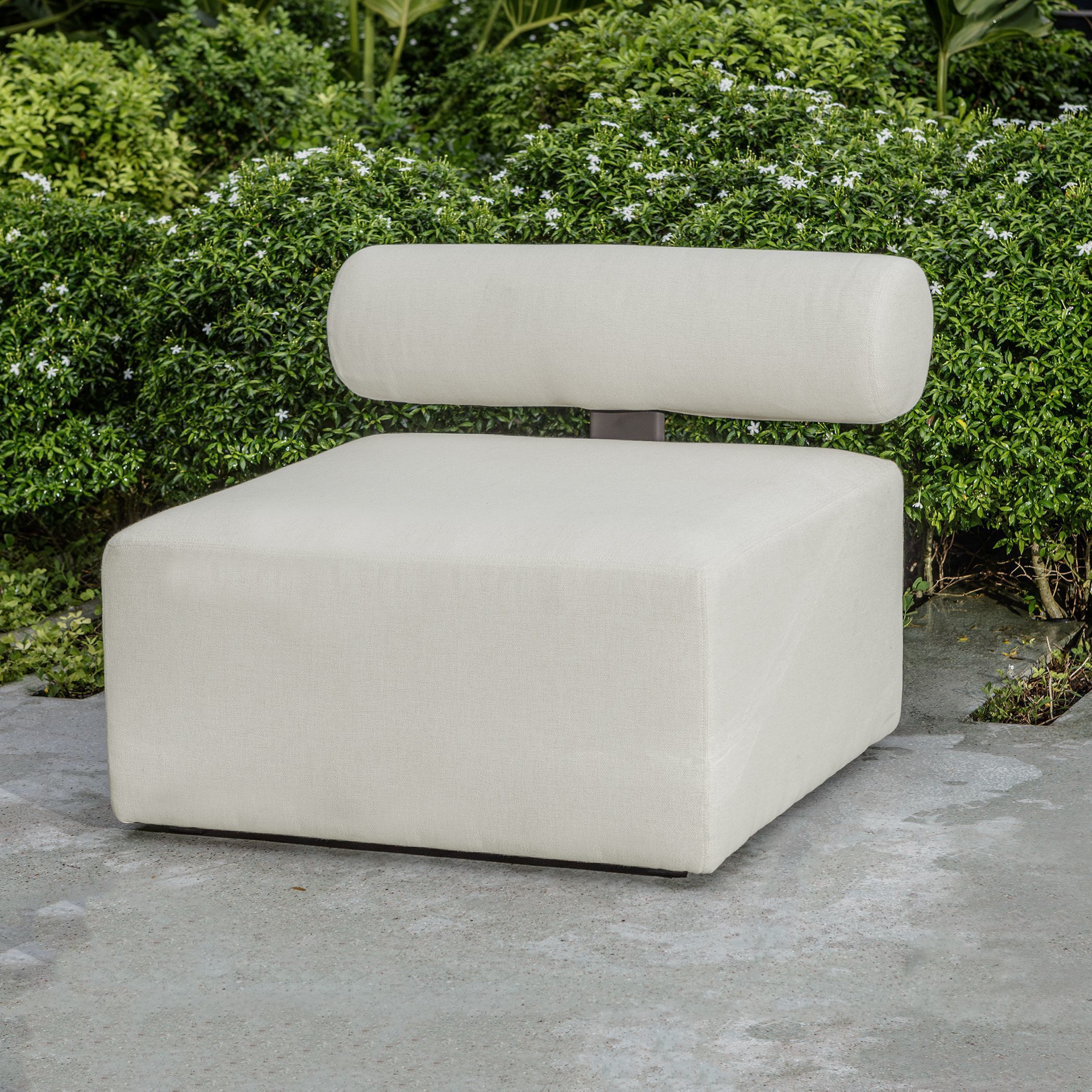 Bolster Back Java Black and Oyster White Armless Outdoor Sofa