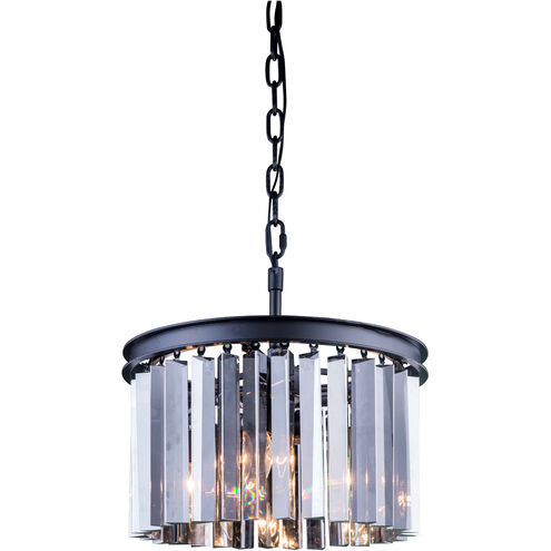Sydney 3 Light 16 inch Matte Black Pendant Ceiling Light in Silver Shade, Urban Classic