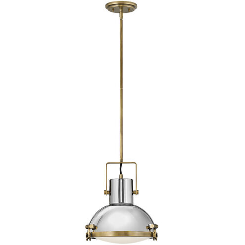 Nautique 1 Light 13 inch Heritage Brass with Polished Nickel Indoor Pendant Ceiling Light in White, Heritage Brass / Polished Nickel