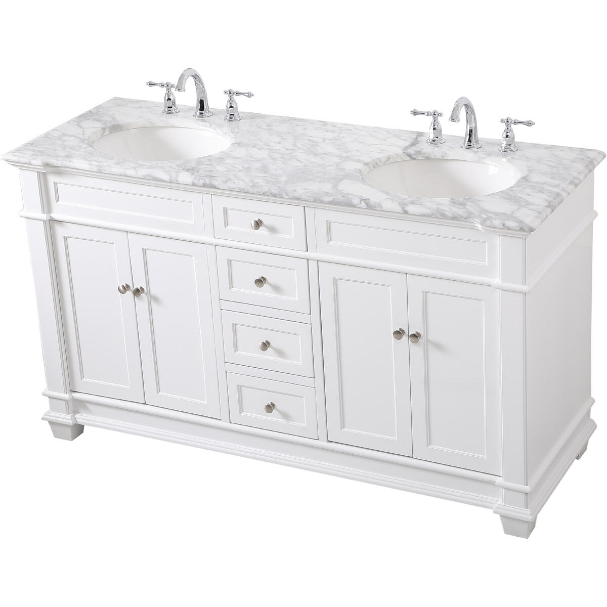 Wesley 60 X 22 X 35 inch White Vanity Sink Set