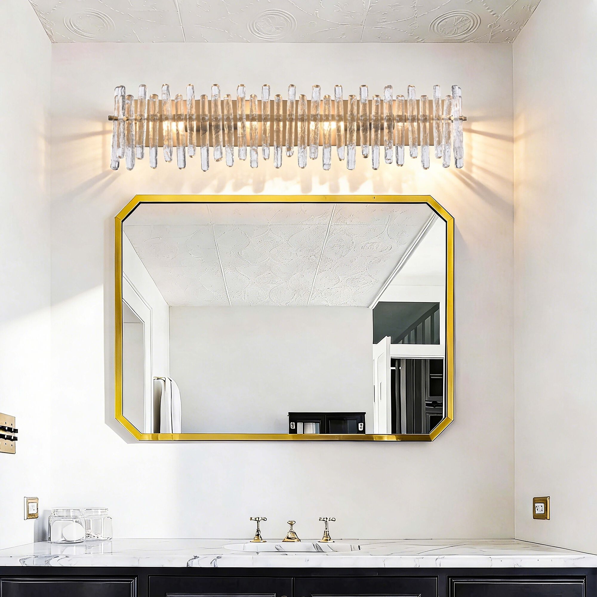 Icicles 4 Light 36 inch Satin Brass Bath Vanity Wall Light