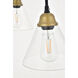 Histoire 3 Light 17.9 inch Brass and Black Pendant Ceiling Light