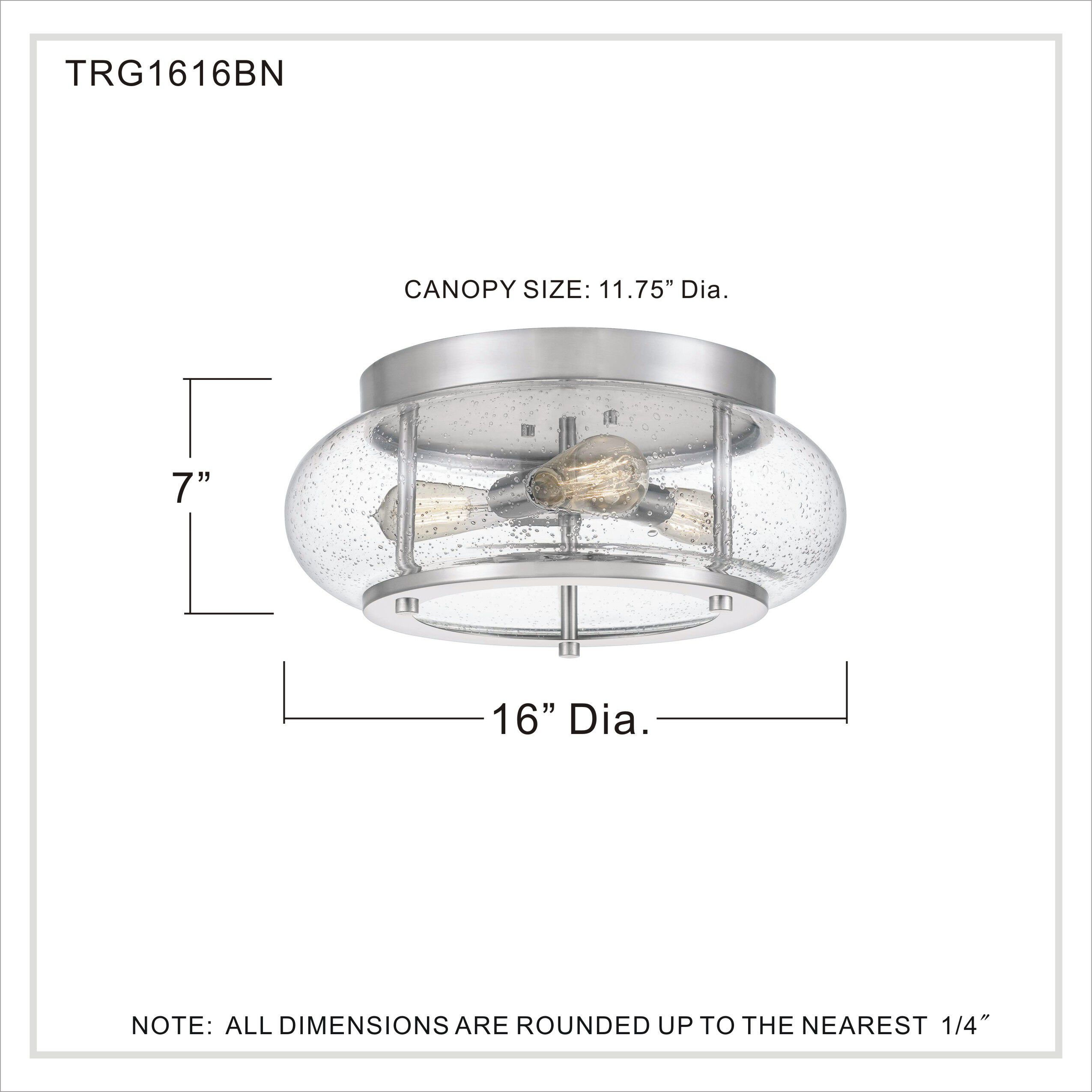 Trilogy 3 Light 16 inch Brushed Nickel Flush Mount Ceiling Light