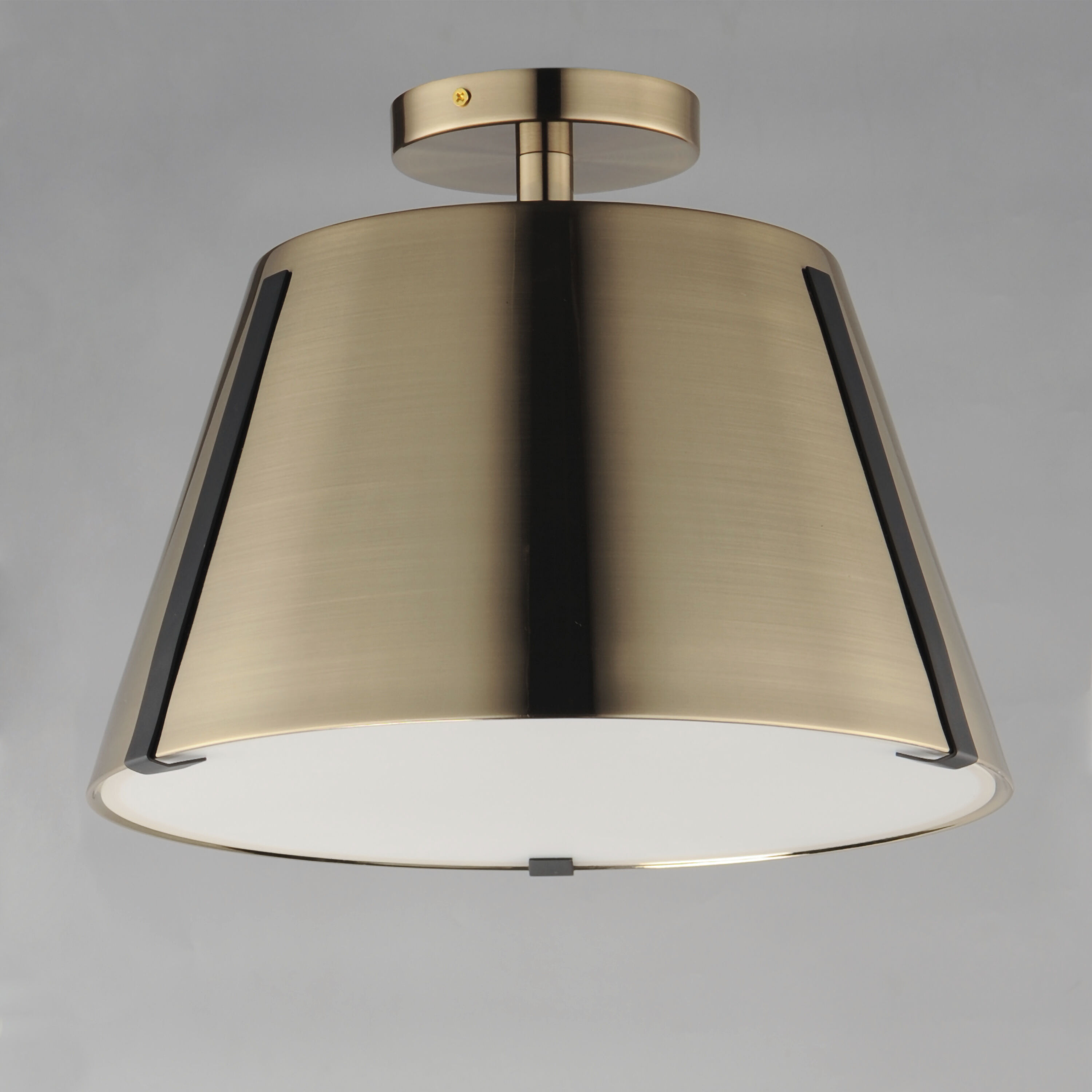 Carlo LED 13.75 inch Dark Bronze/Leather/Heritage Brass Semi-Flush Mount Ceiling Light
