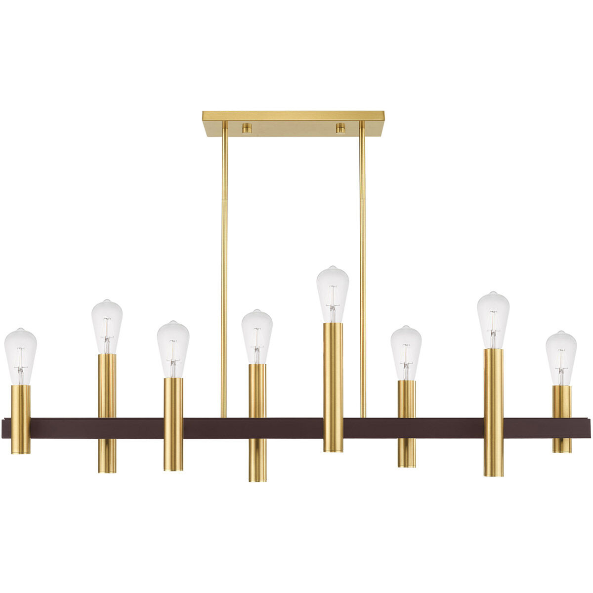 Helsinki 8 Light 10 inch Satin Brass with Bronze Accents Chandelier Ceiling Light