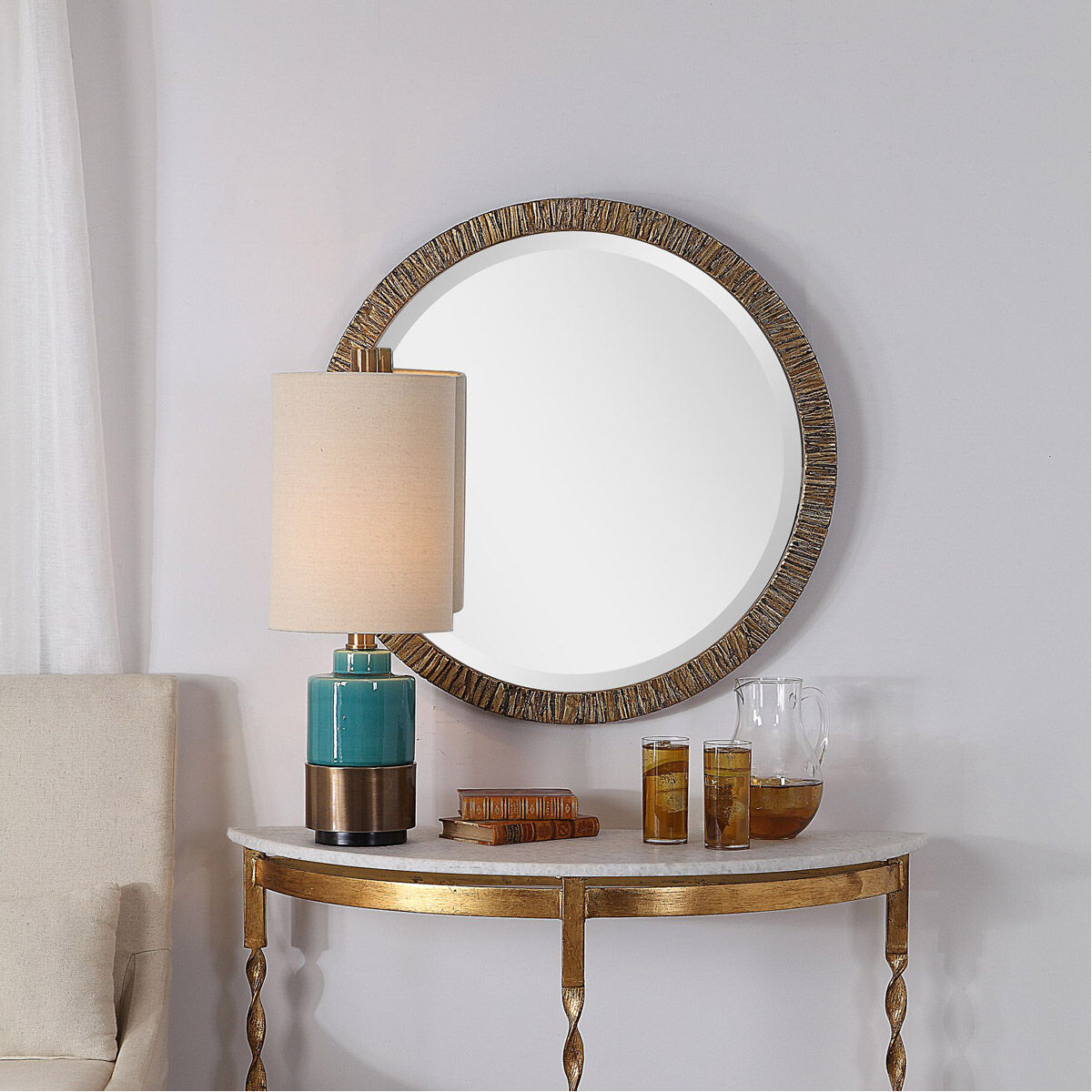 Wayde 30 X 30 inch Metallic Gold Leaf Wall Mirror
