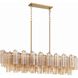 Addis 14 Light 51.75 inch Aged Brass Linear Chandelier Ceiling Light in Tronchi Glass Amber