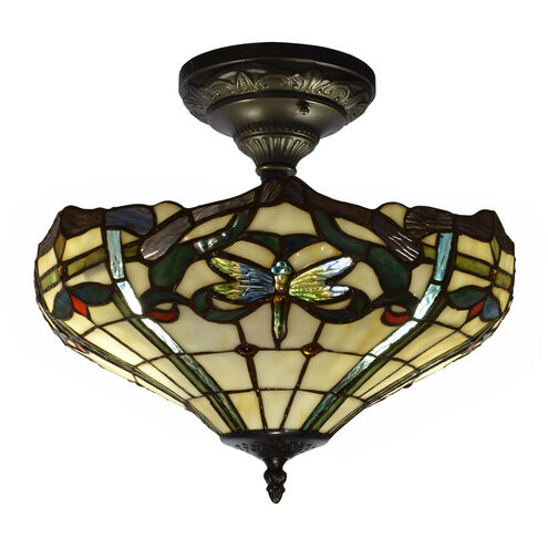 Evelyn 2 Light 14 inch Antique Bronze Flush Mount Ceiling Light