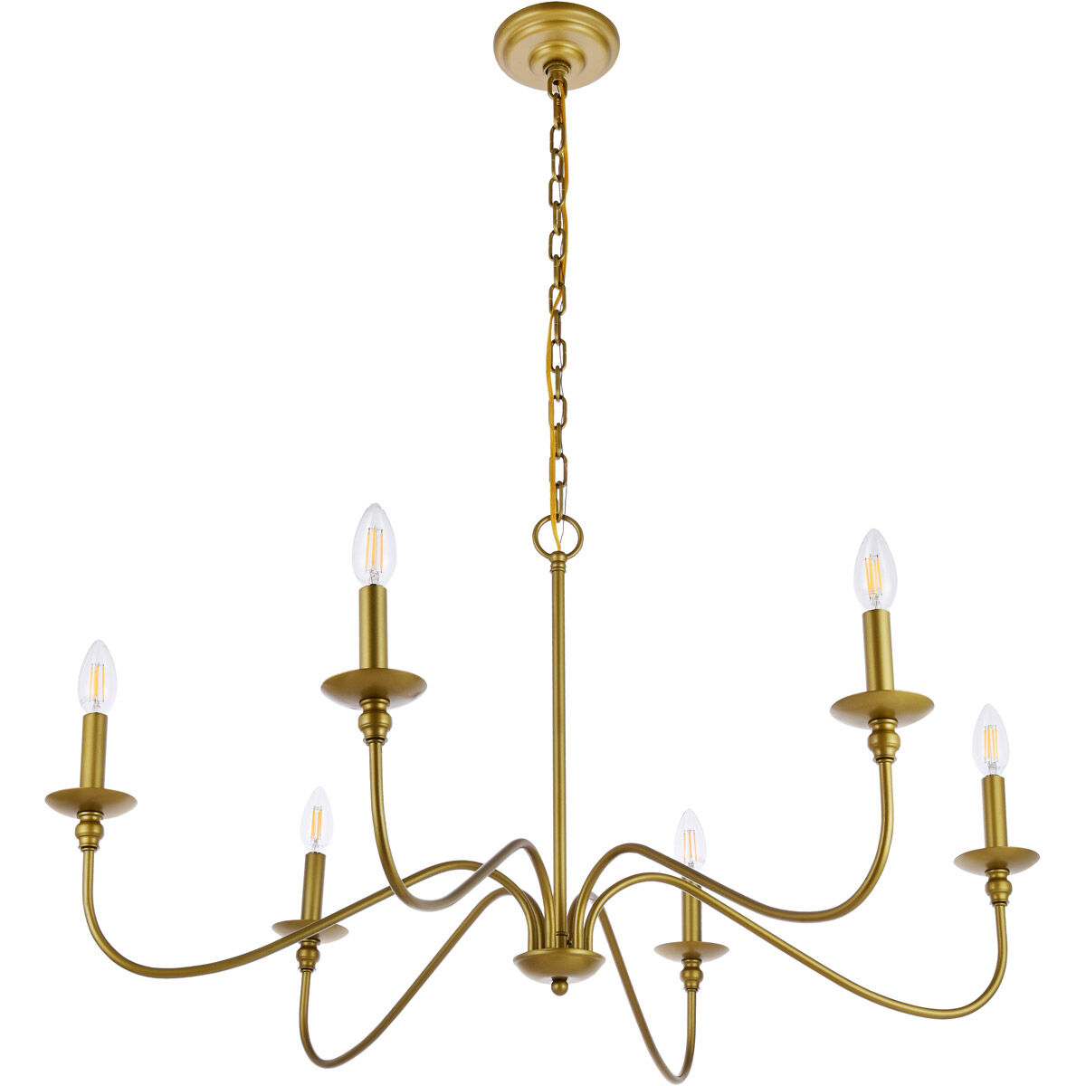 Rohan 6 Light 36 inch Brass Chandelier Ceiling Light