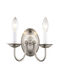 Home Basics 2 Light 10 inch Brushed Nickel Wall Sconce Wall Light