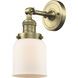 Franklin Restoration Small Bell 1 Light 5 inch Antique Brass Semi-Flush Mount Ceiling Light in Incandescent, Matte White Glass, Franklin Restoration