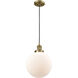 Franklin Restoration Beacon LED 10 inch Brushed Brass Mini Pendant Ceiling Light in Matte White, Franklin Restoration