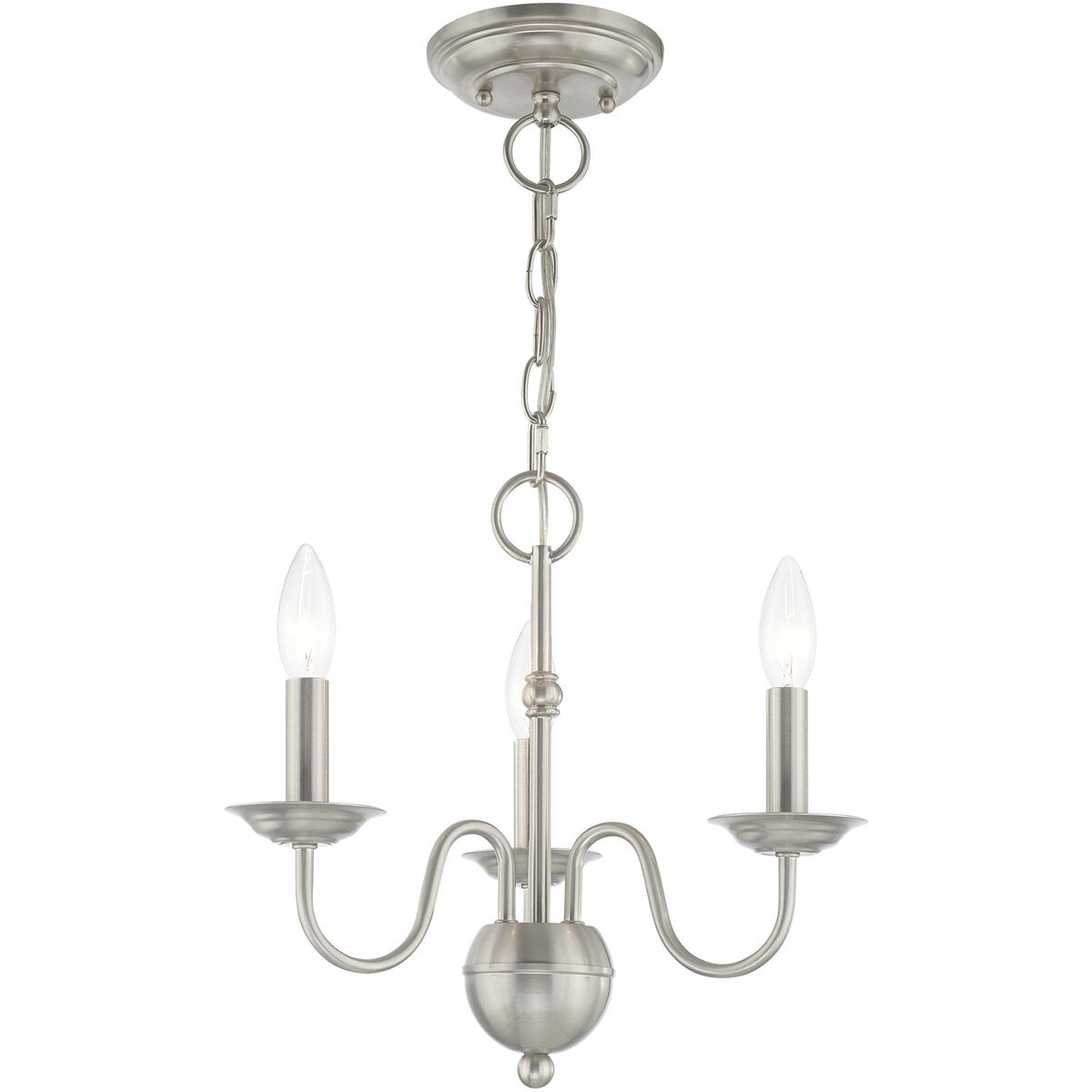 Windsor 3 Light 14 inch Brushed Nickel Mini Chandelier Ceiling Light