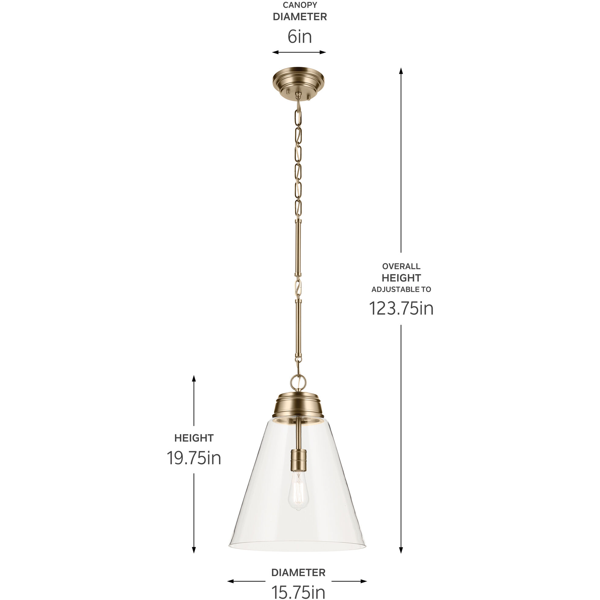 Marsailli 1 Light Champagne Bronze Pendant Ceiling Light, Large