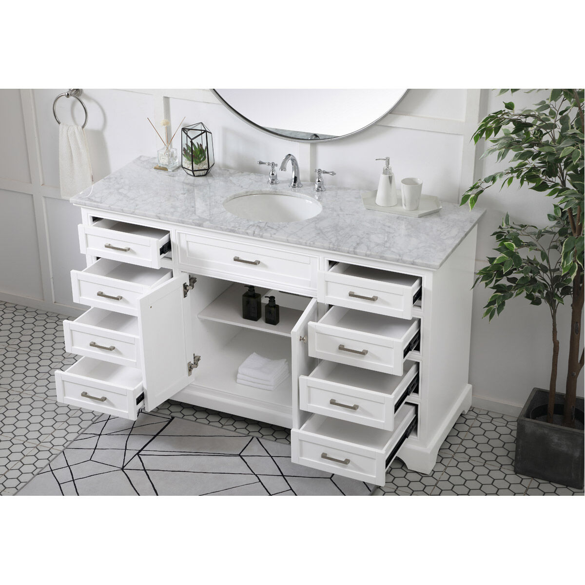 Americana 60 X 22 X 35 inch White Vanity Sink Set