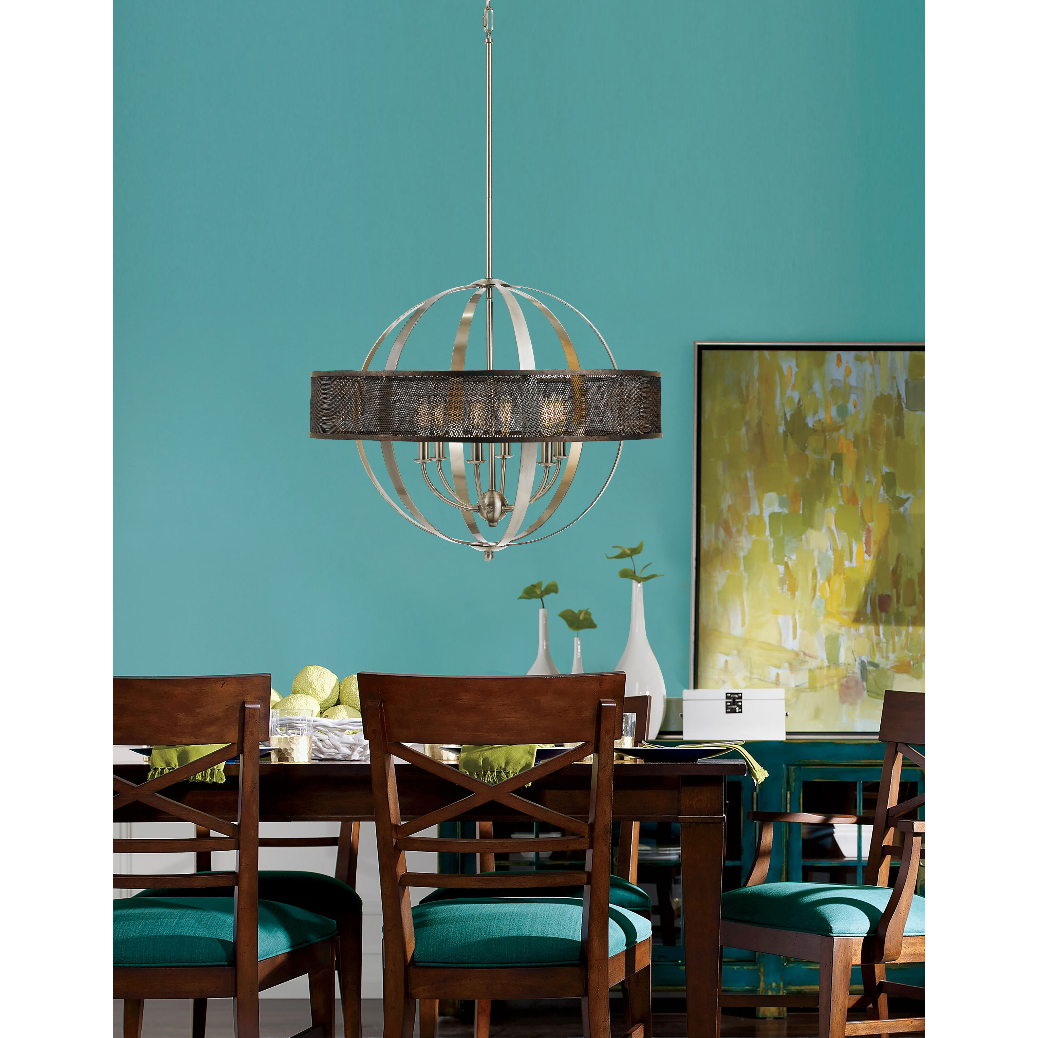 Willow 6 Light 26 inch Brushed Steel Chandelier Ceiling Light