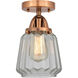 Nouveau 2 Chatham 1 Light 6 inch Antique Copper Semi-Flush Mount Ceiling Light in Clear Glass