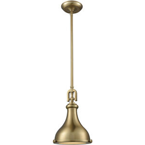 Rutherford 1 Light 9 inch Satin Brass Mini Pendant Ceiling Light in Standard