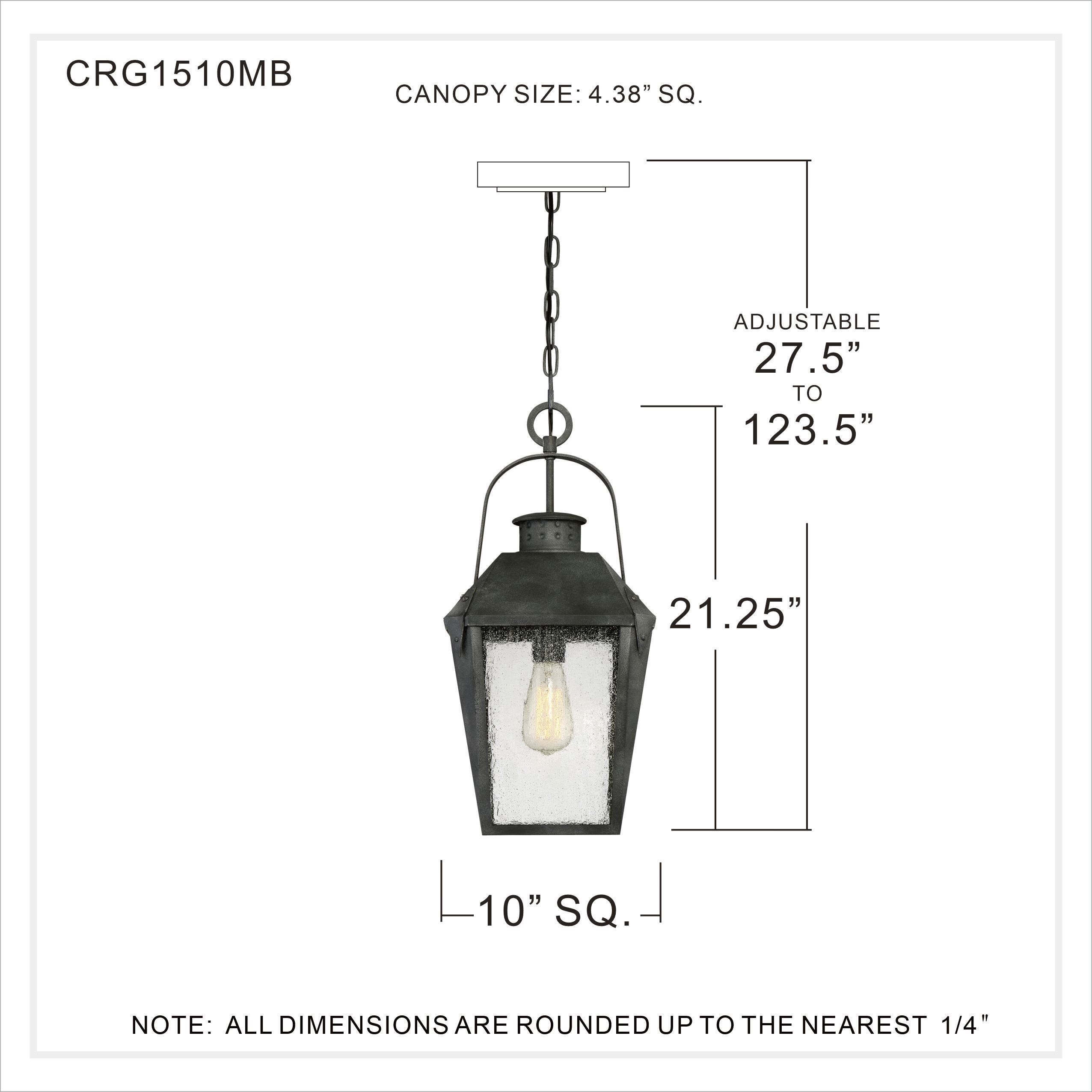 Carriage 1 Light 10 inch Mottled Black Mini Pendant Ceiling Light, Small