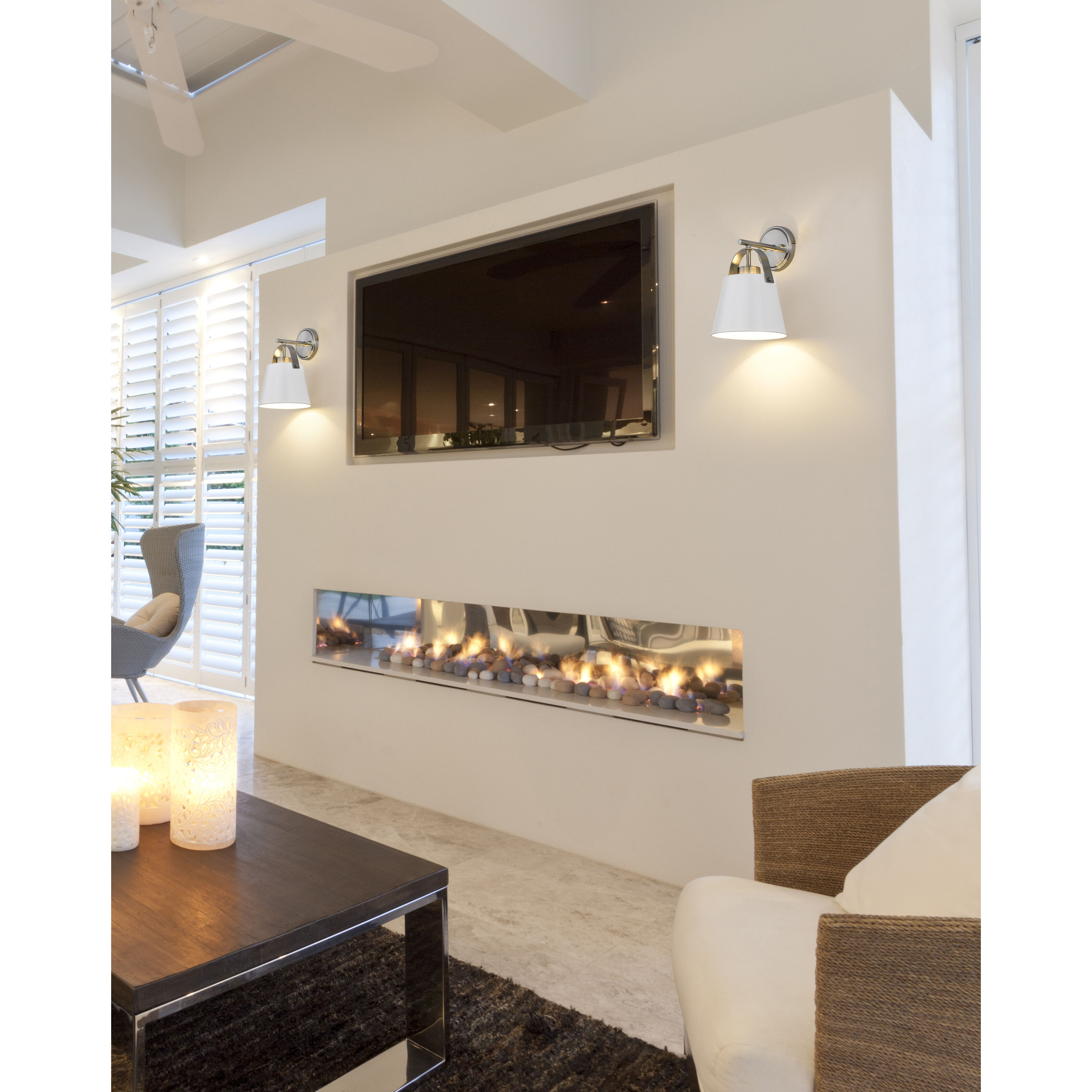 Z-Studio 1 Light 8 inch Matte White and Brushed Nickel Wall Sconce Wall Light