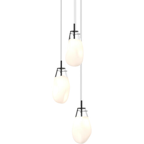 Liquid LED 23 inch Satin Black Pendant Ceiling Light in Poured White Glass