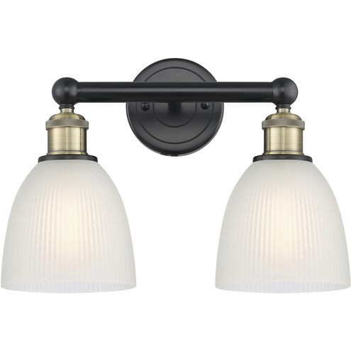 Castile 2 Light 15 inch Black Antique Brass Bath Vanity Light Wall Light in White