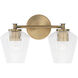 Beau 2 Light 15 inch Aged Brass Vanity Light Wall Light