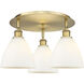 Bristol Glass 3 Light 19.25 inch Brushed Brass Flush Mount Ceiling Light in Matte White