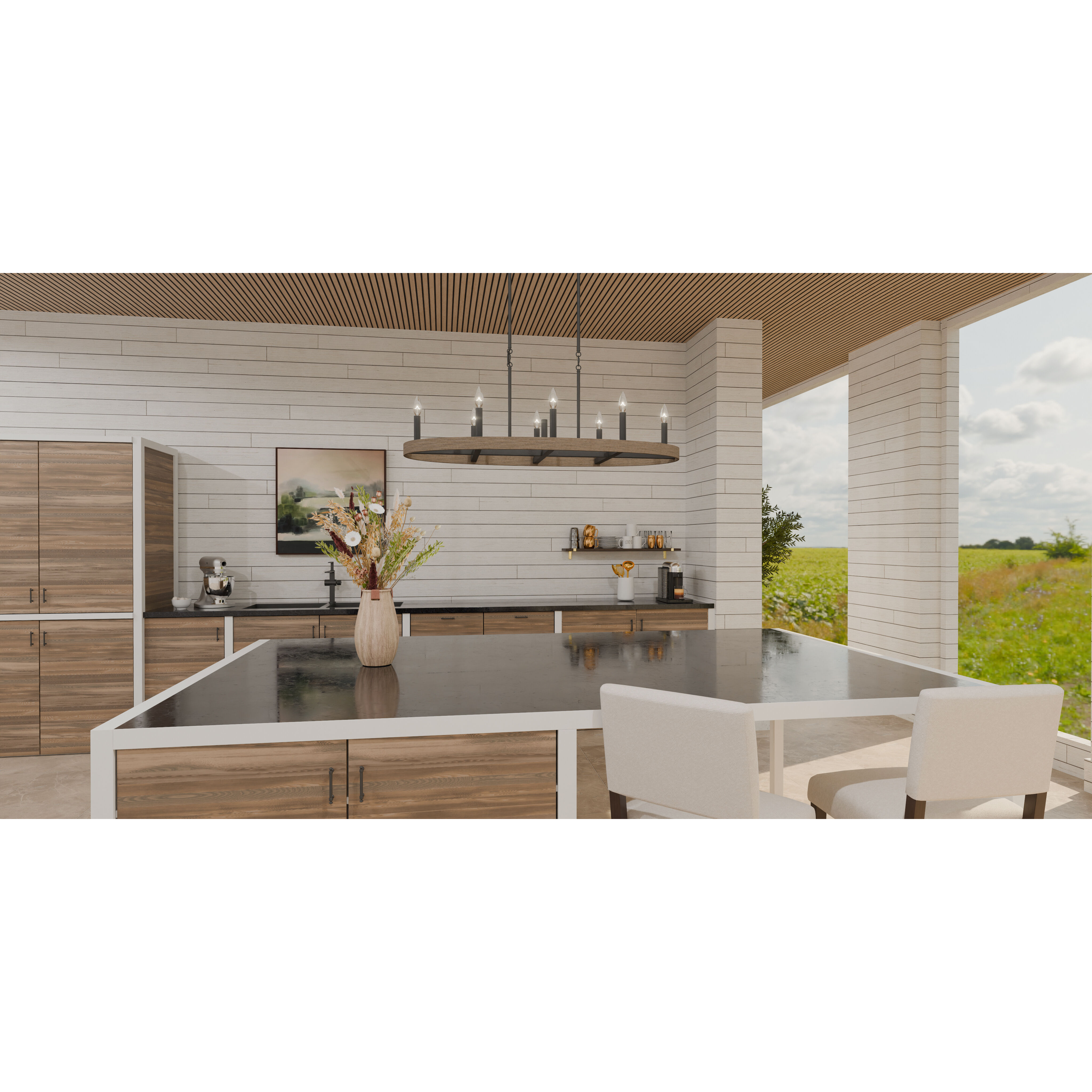 Hendrix 9 Light 42 inch Matte Black Island Light Ceiling Light