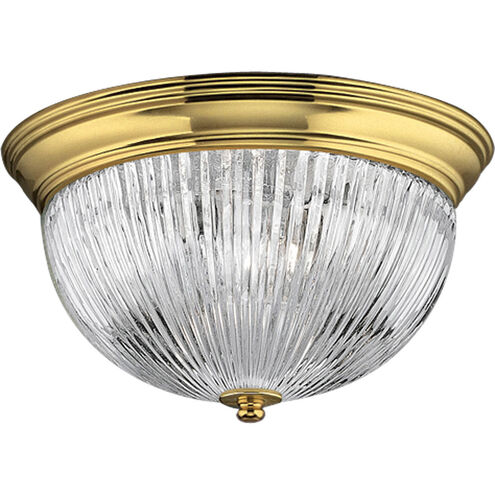 Clear Ribbed Glass 2 Light 13 inch Polished Brass Close-to-Ceiling Ceiling Light