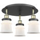 Canton 3 Light 17 inch Black Antique Brass Flush Mount Ceiling Light in Matte White