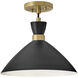 Simon LED 13 inch Black with Heritage Brass accents Pendant Ceiling Light, Semi-Flush Mount