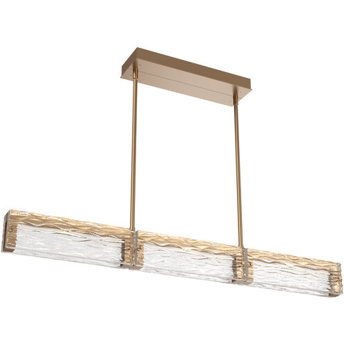 Tabulo LED Novel Brass Linear Pendant Ceiling Light in Tidal Cast