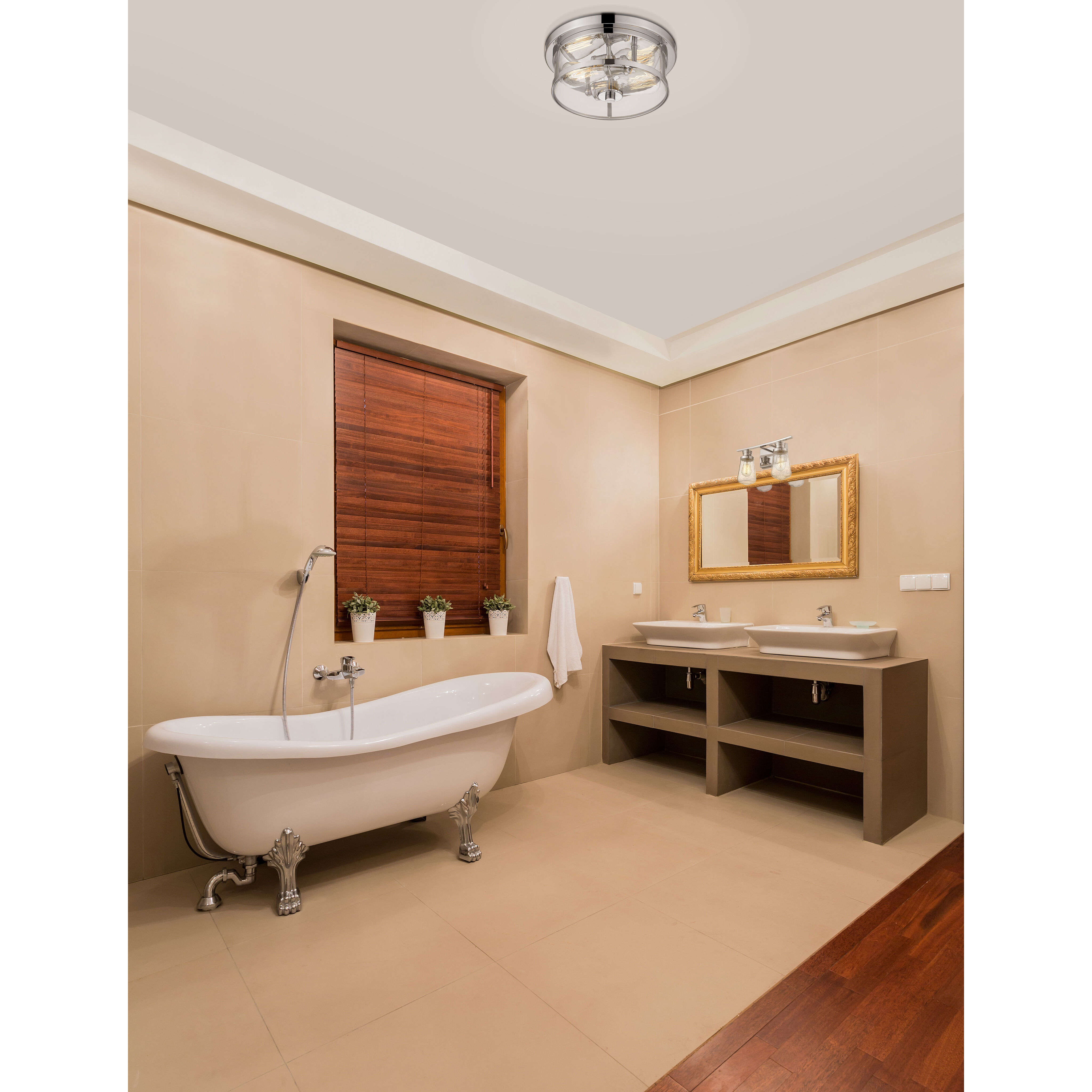 Savannah 2 Light 11 inch Chrome Flush Mount Ceiling Light