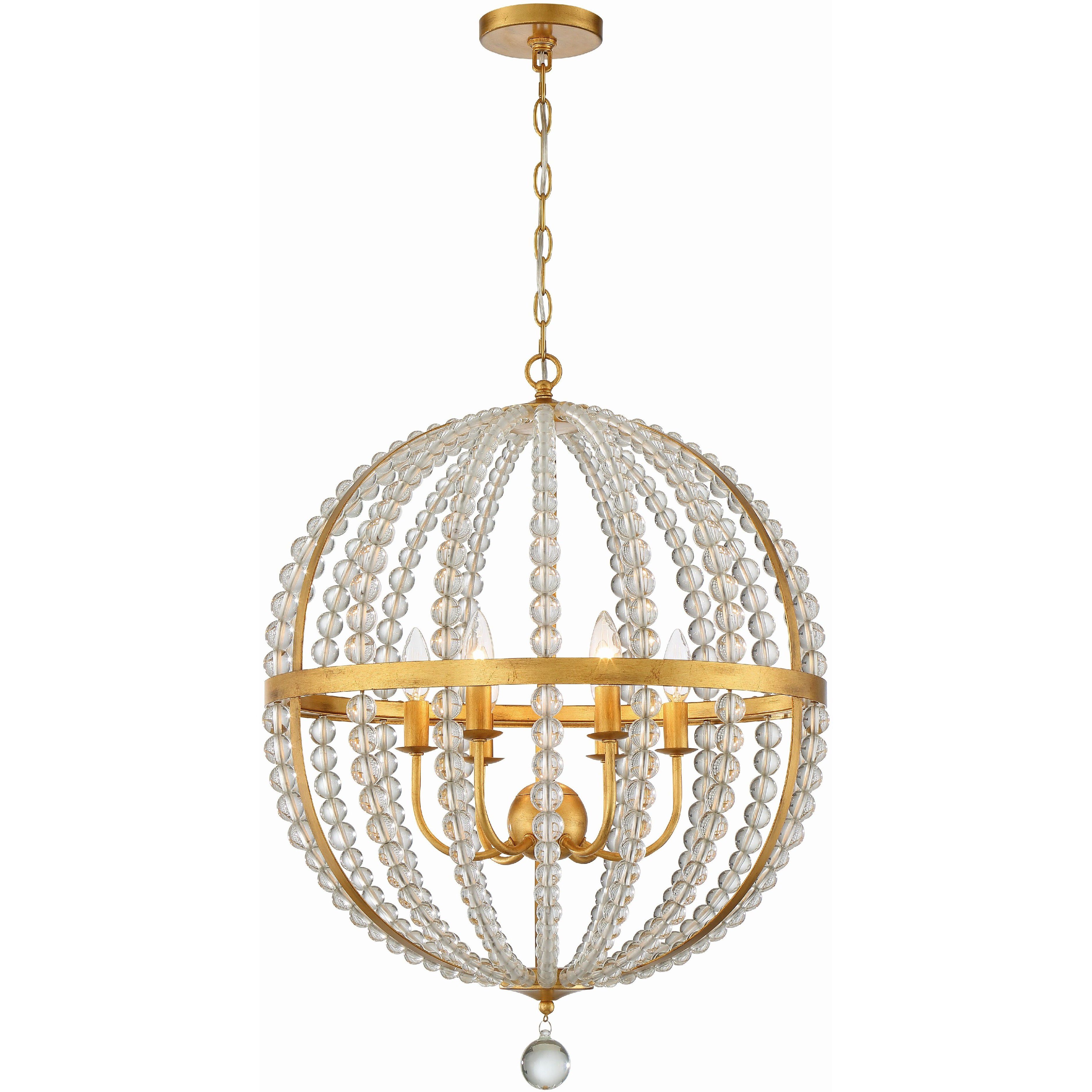 Roxy 6 Light 22 inch Antique Gold Chandelier Ceiling Light