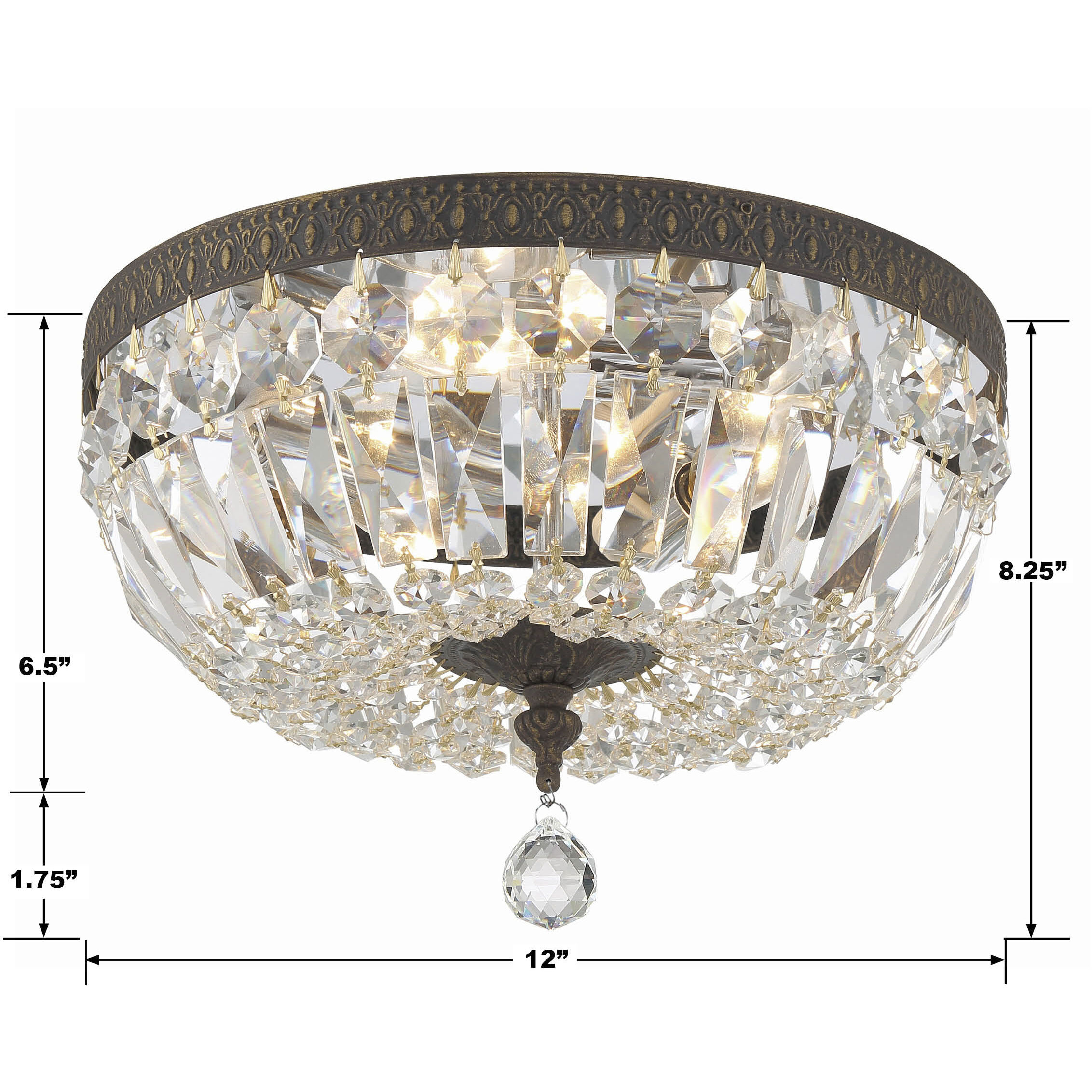 Everett 3 Light 12 inch Bronze Flush Ceiling Light