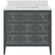 Santos 36 X 34 inch Vintage Navy and Natural and White and Brushed Brass and Polished Nickel Bath Vanity Sink